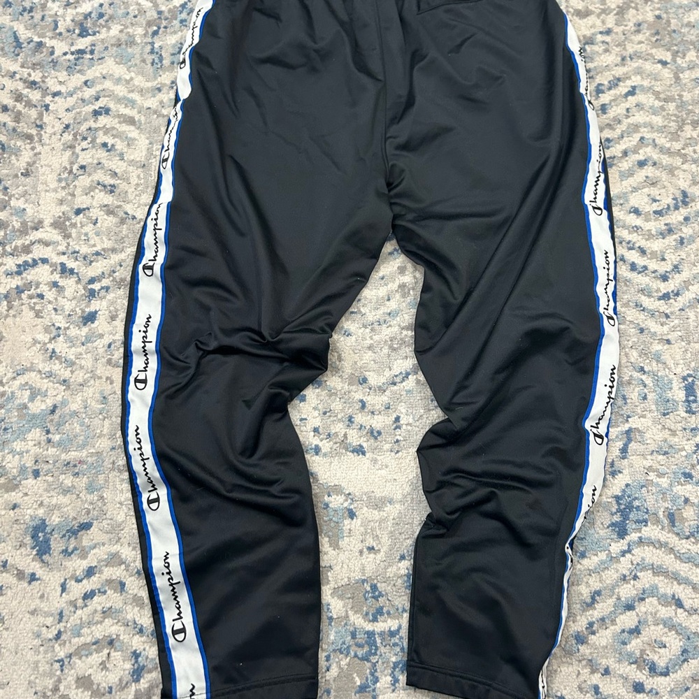 Champion Black Joggers with Logo Stripes